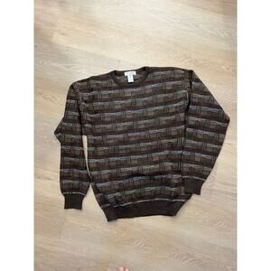 Tricots St Raphael Sweater Mens large Stripe Patterned Vintage Merino Wool *